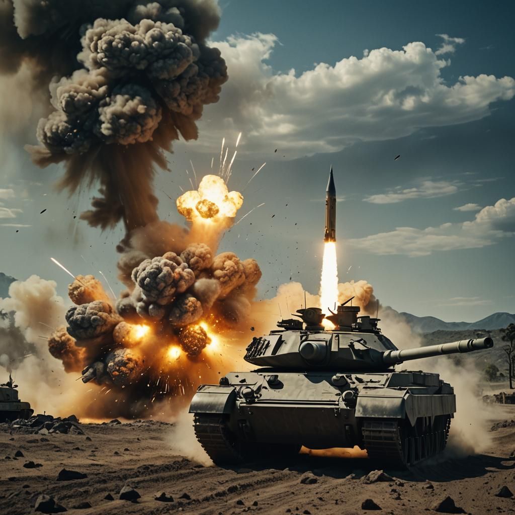 Exploding Tank: Cinematic Film Still