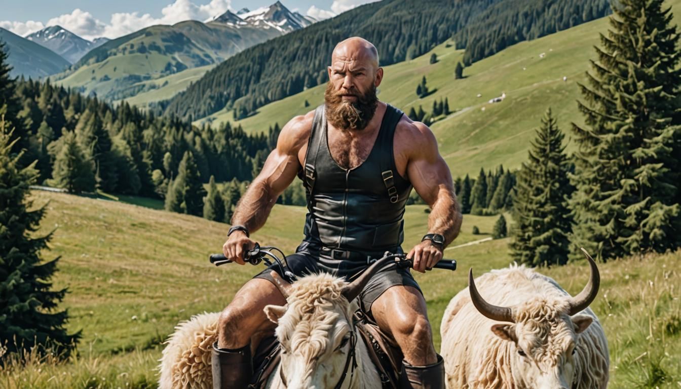 Two Hairy Muscular Men in a Landscape