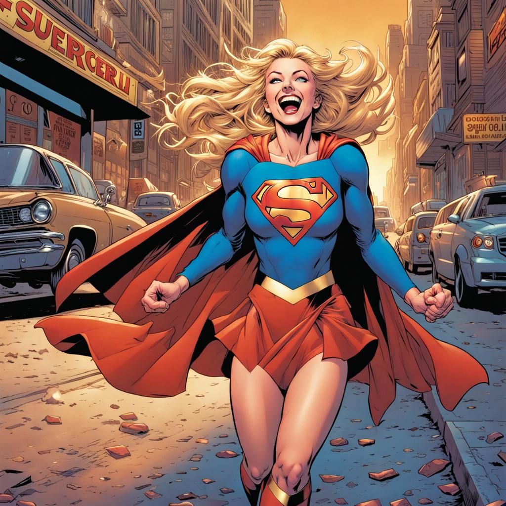 Supergirl Dances: Comic Book Art Style