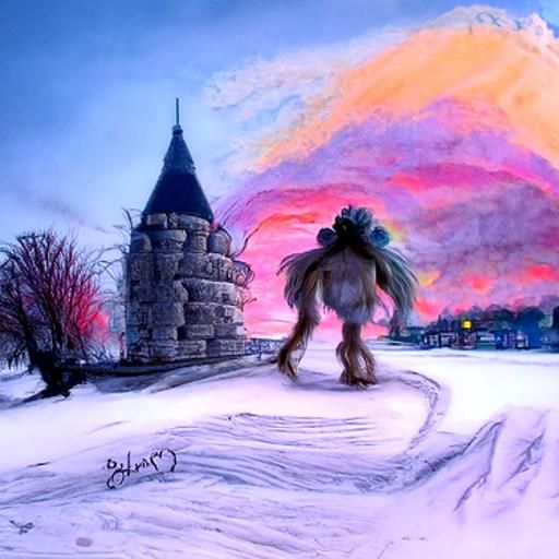 Troll Stroll Through Winter Wonderland at Sunset