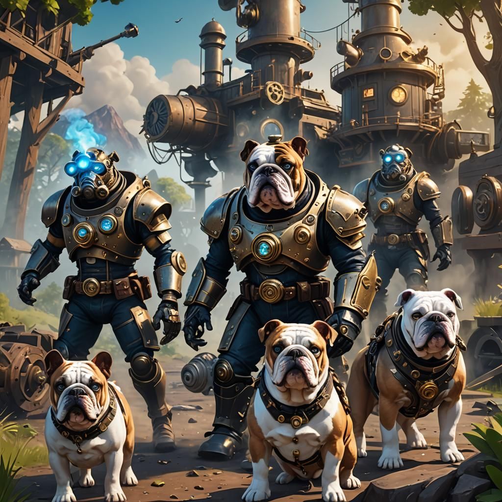 Steampunk Bulldog Squad on Fortnite Island