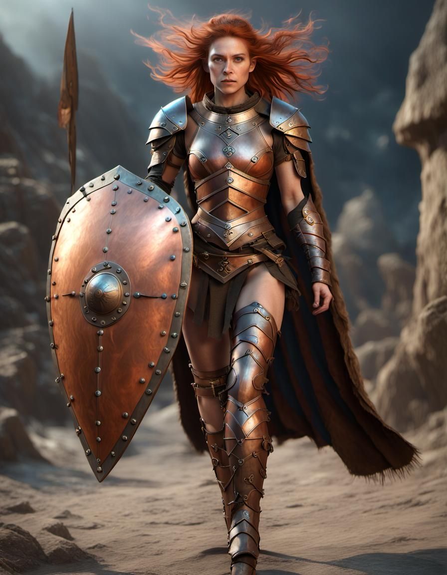 Hyperrealistic Valkyrie Warrior in Leather Armor