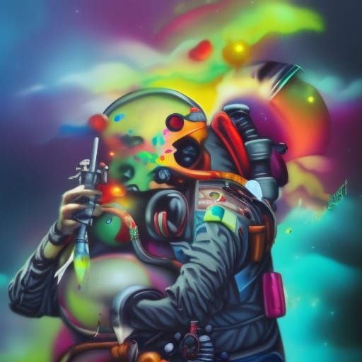 Space Pirates Stealing Plasma in Graffiti Art Style