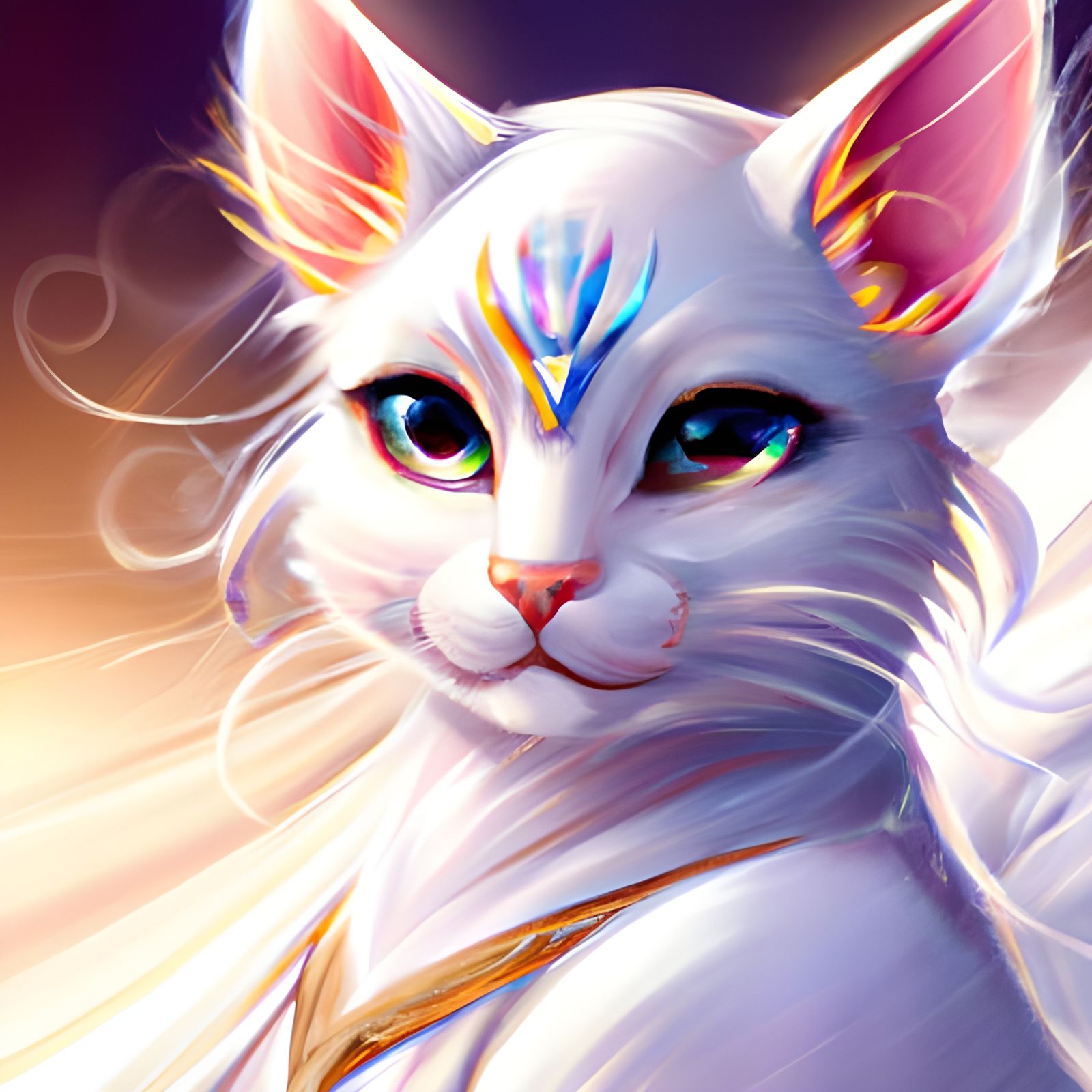 Opalescent Cat Portrait in Hyperdetailed Style
