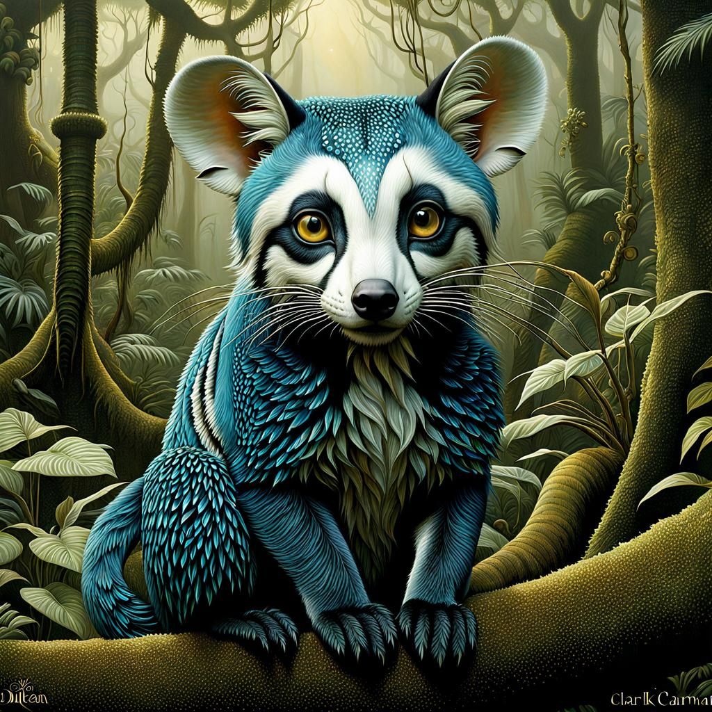 Intricate Jungle Wildlife Illustration in Golden Ratio