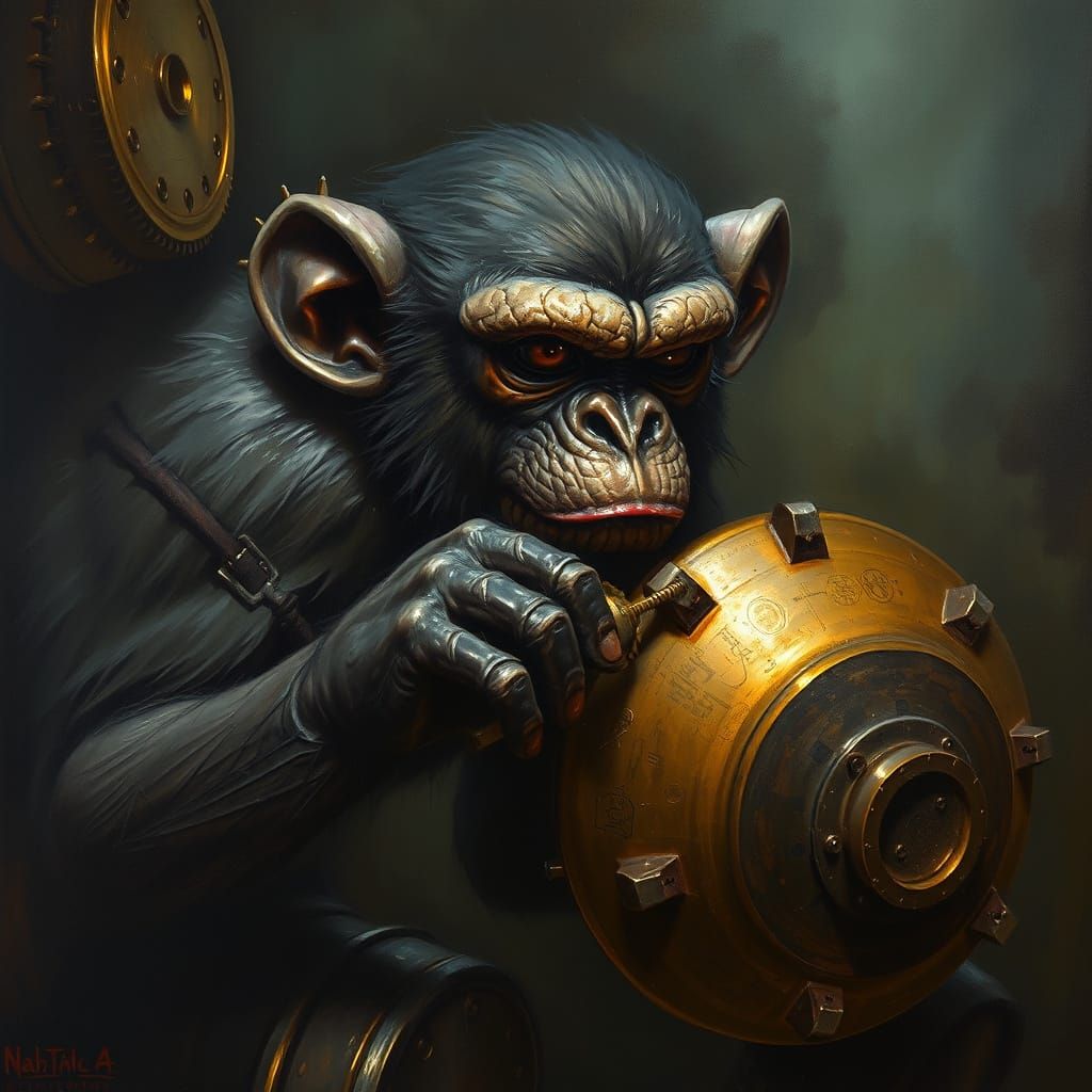 Sinister Cymbal Monkey With Exposed Gears