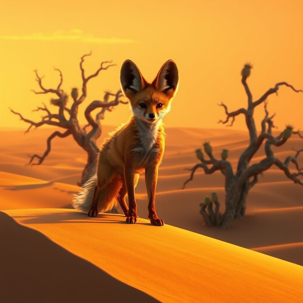 Fennec Fox in Sahara Desert at Golden Hour