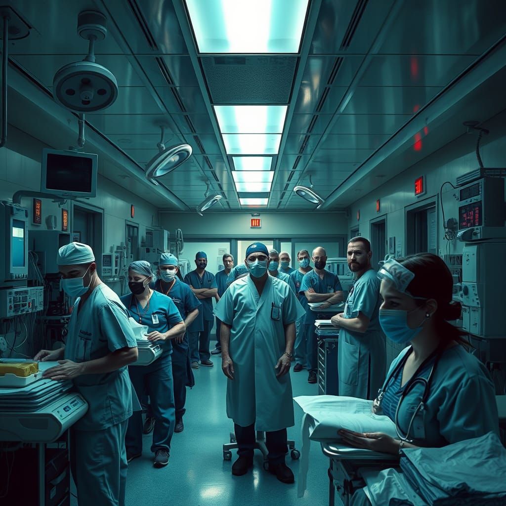 Gritty Hospital Scene in Photorealistic Style
