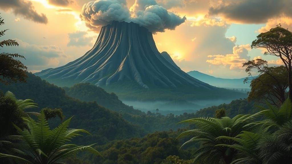 Lush Jurassic Landscape in Digital Art Style