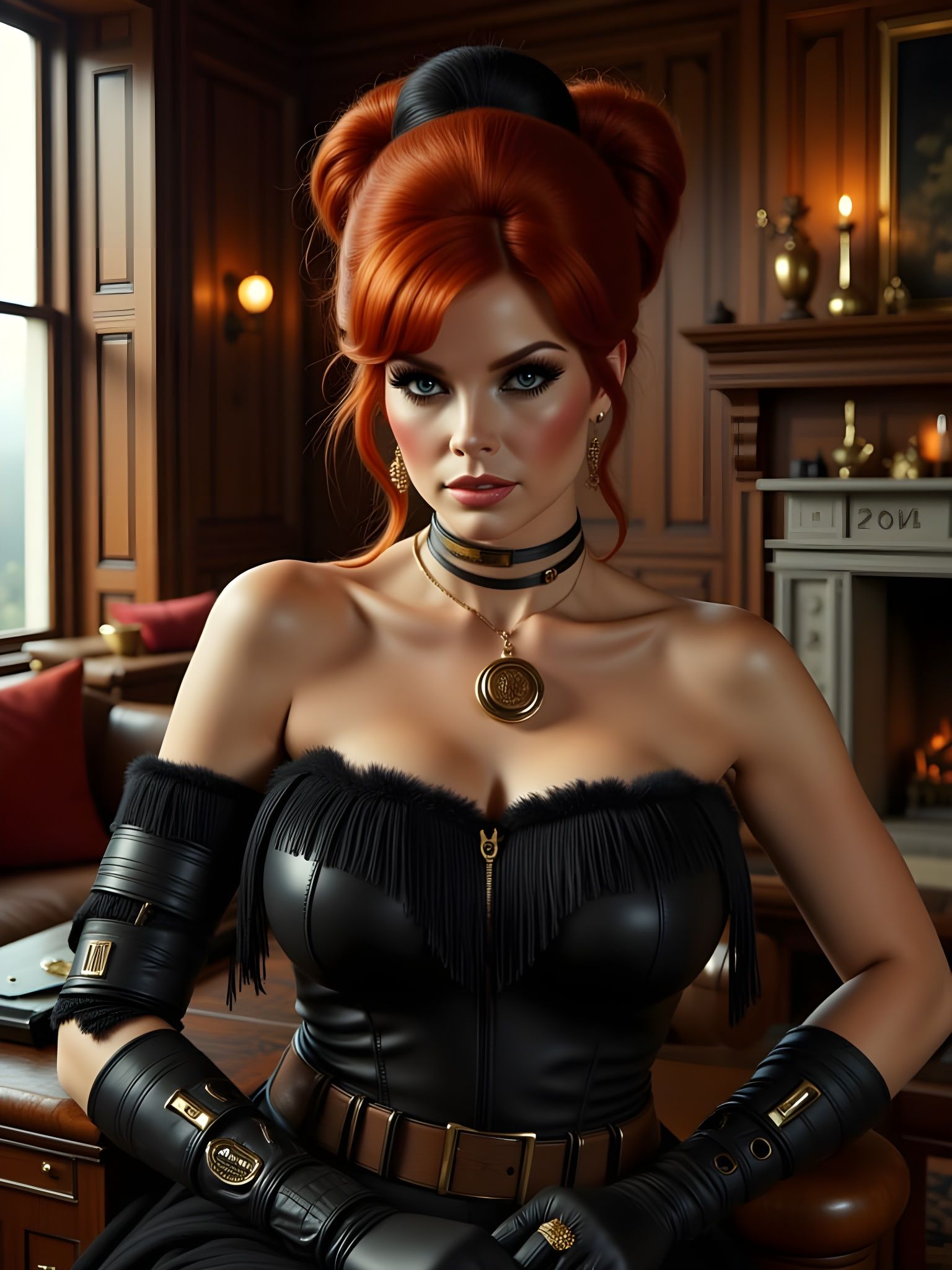 Steampunk Redhead Portrait with Victorian Flair