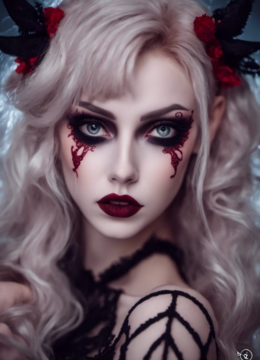 Beautiful Demon Girl in Stockings