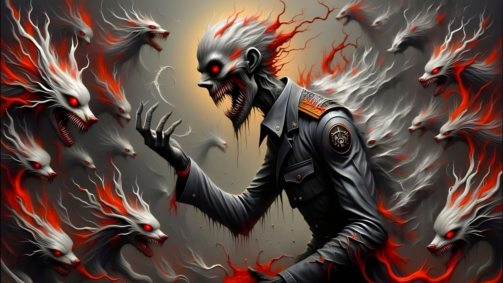 Tormented Figure in Surreal, Ominous Dreamscape