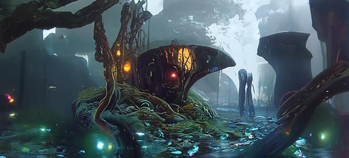 Threatening Darkness in Misty Hollow: Photorealistic Fantasy