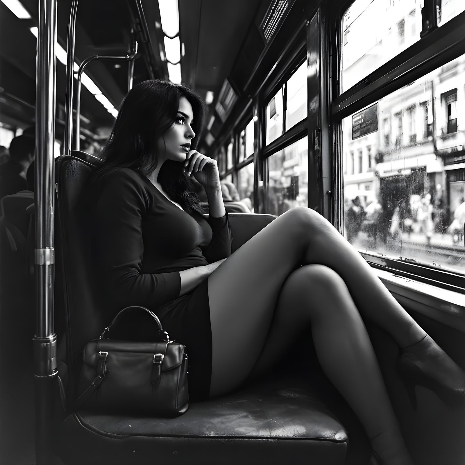 Dramatic Soviet Style Portrait of Woman on Train