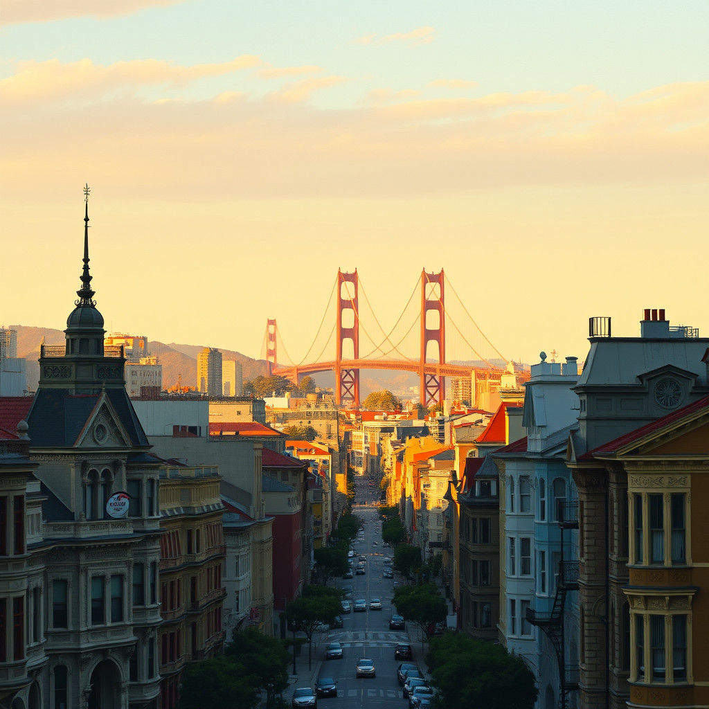 San Francisco Cityscape in Impressionist Style