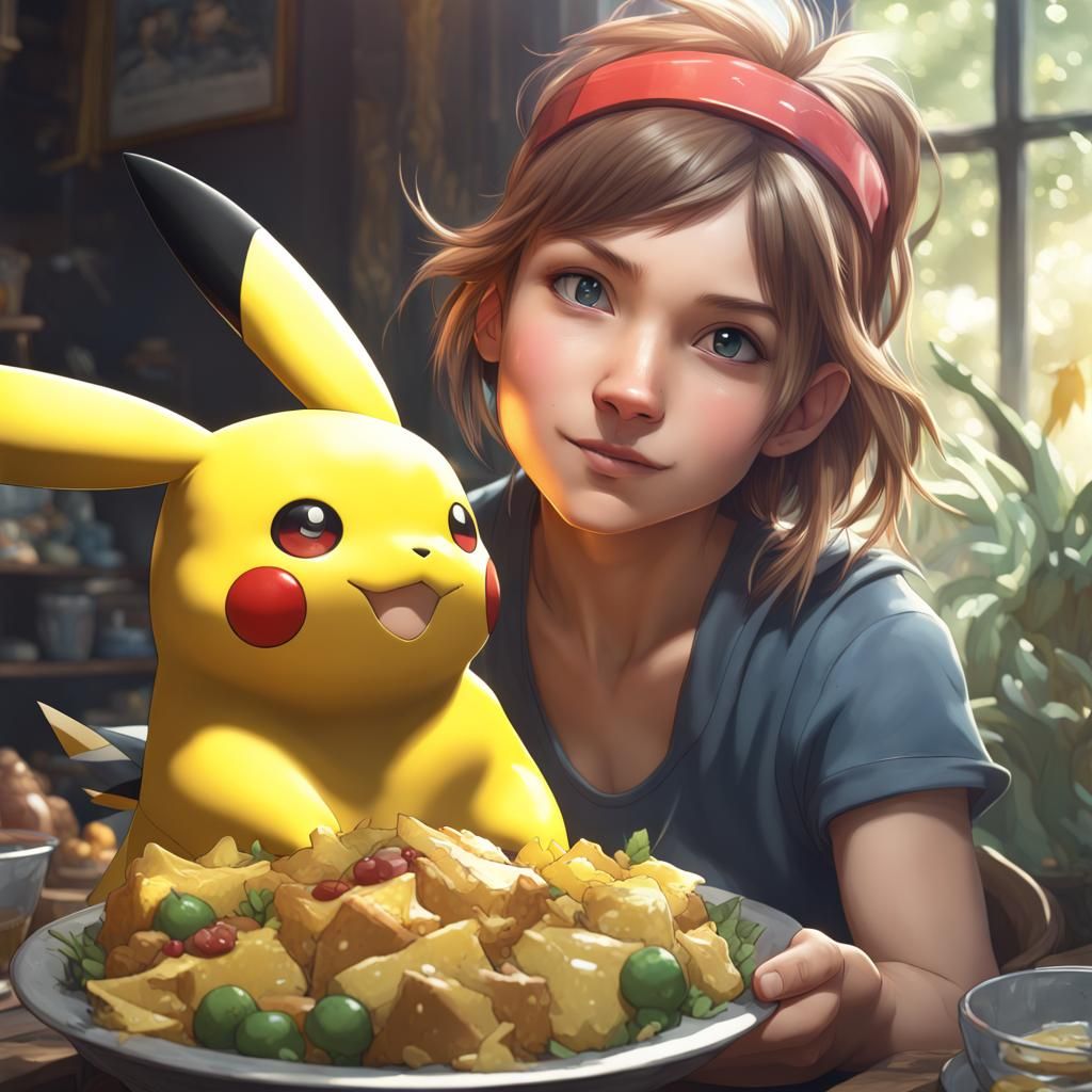 Realistic Pokémon Victory as Digital Art