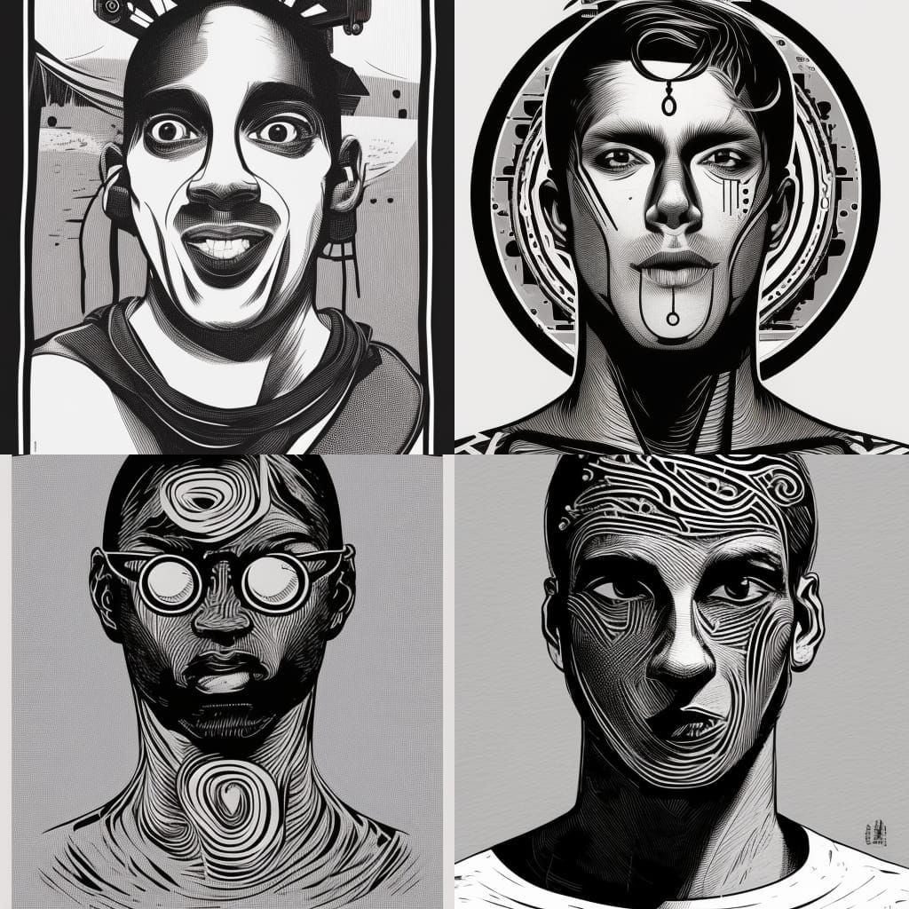 Linocut Yoga Skater in Movie Studio