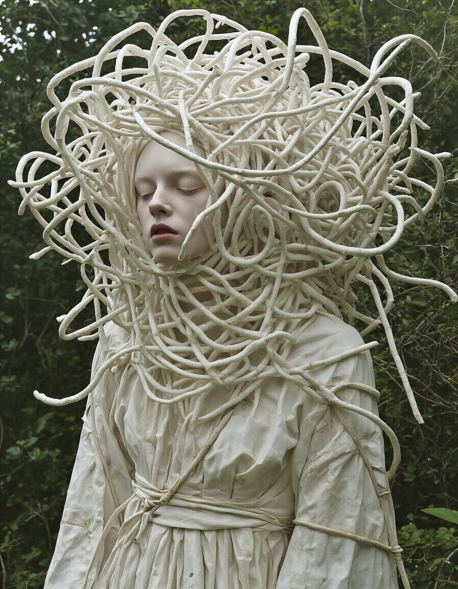 Mirrors on Nature Mock Her Embodied Ivory-White Hair