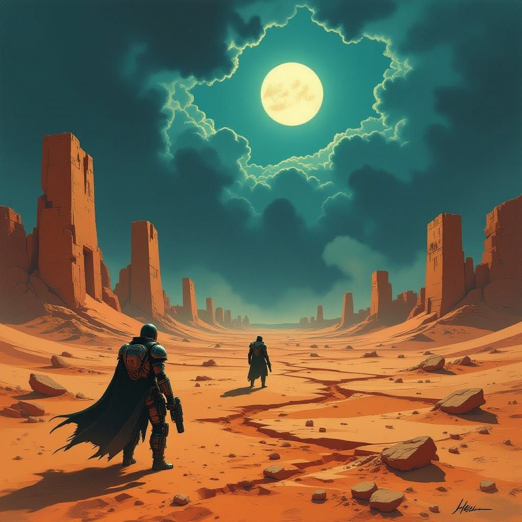 Giorgio de Chirico meet Mad Max.. in mad max chaotic word..