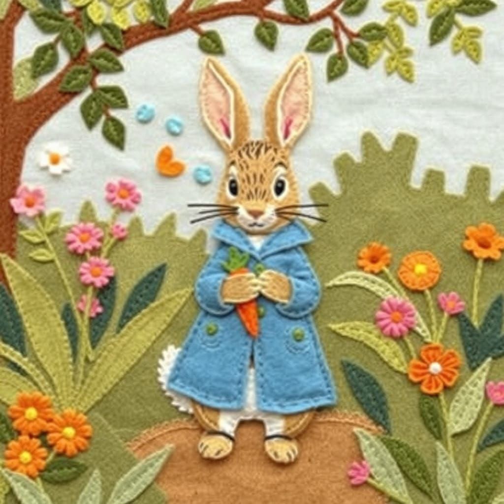 Peter Rabbit in Garden Applique Art