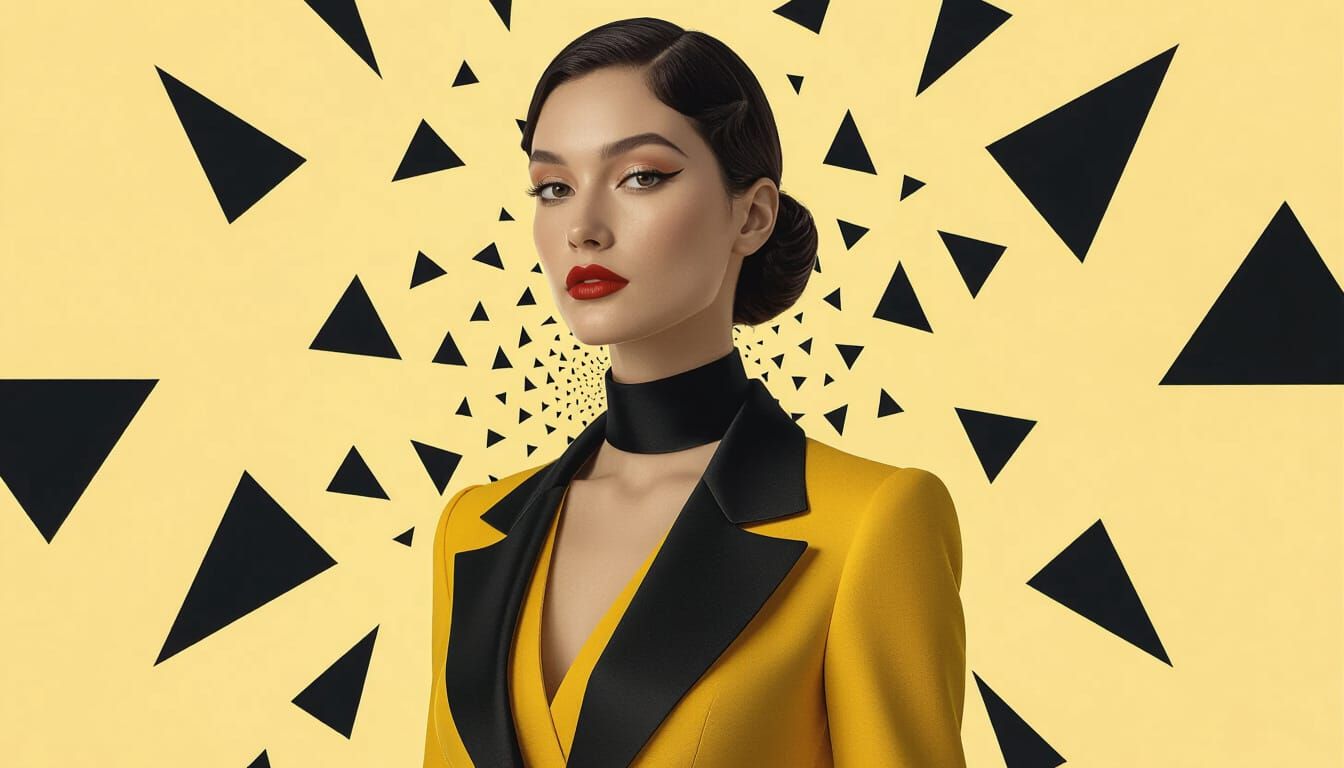 Secretive Woman Portrait in Surreal Cubist Style