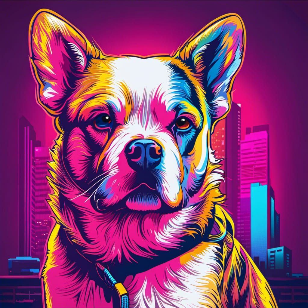Neon-Suited Frenchie in Graffiti Street Art