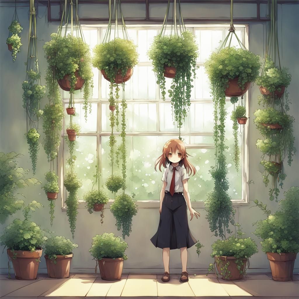 Anime Style Hanging Plants Key Visual