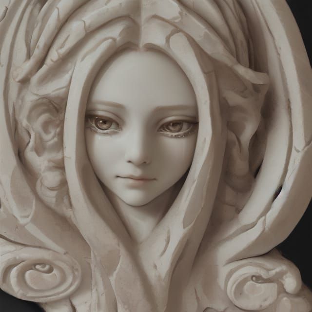Crying Medusa Portrait Carved in Marble