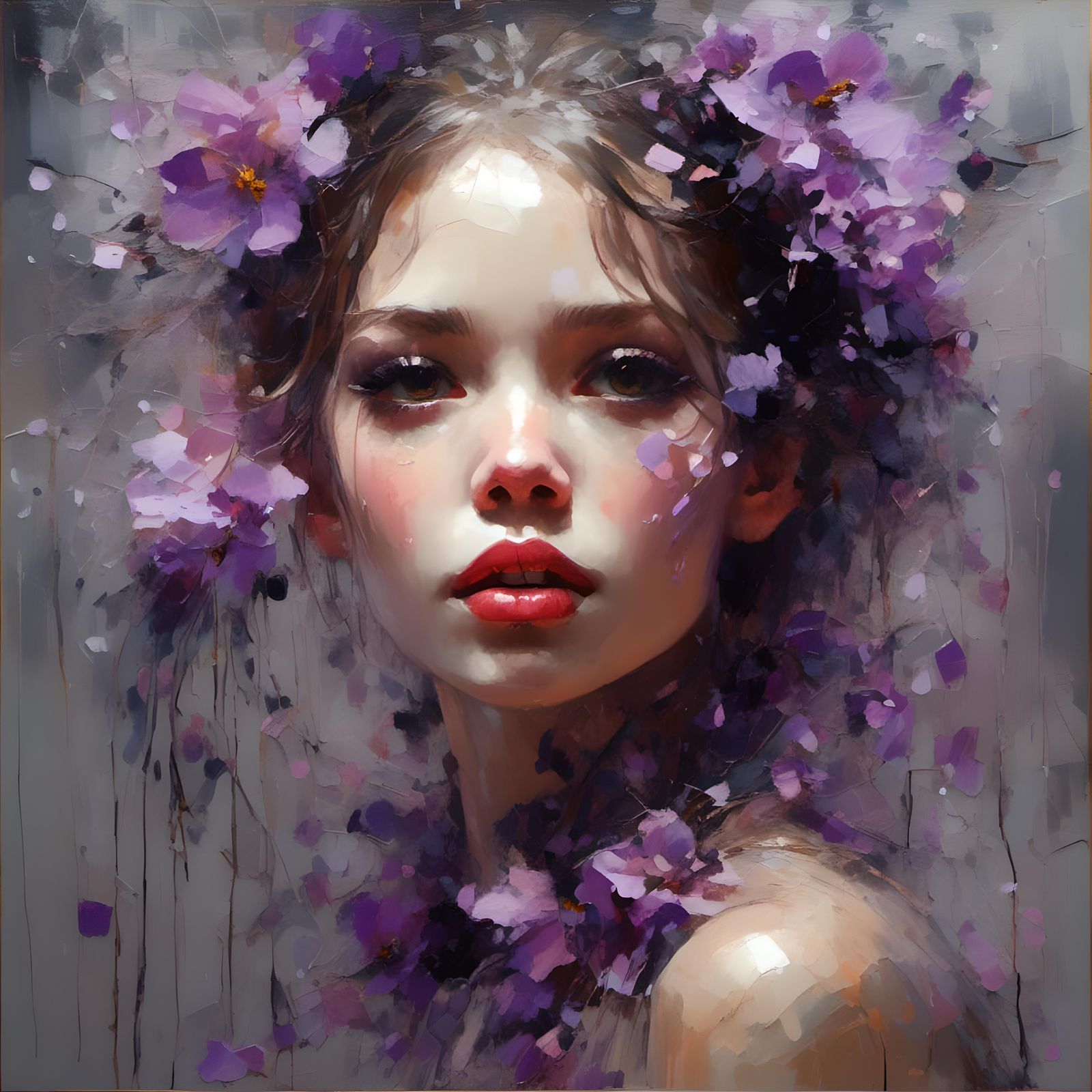 Woman in Violets: Fine Art Portrait