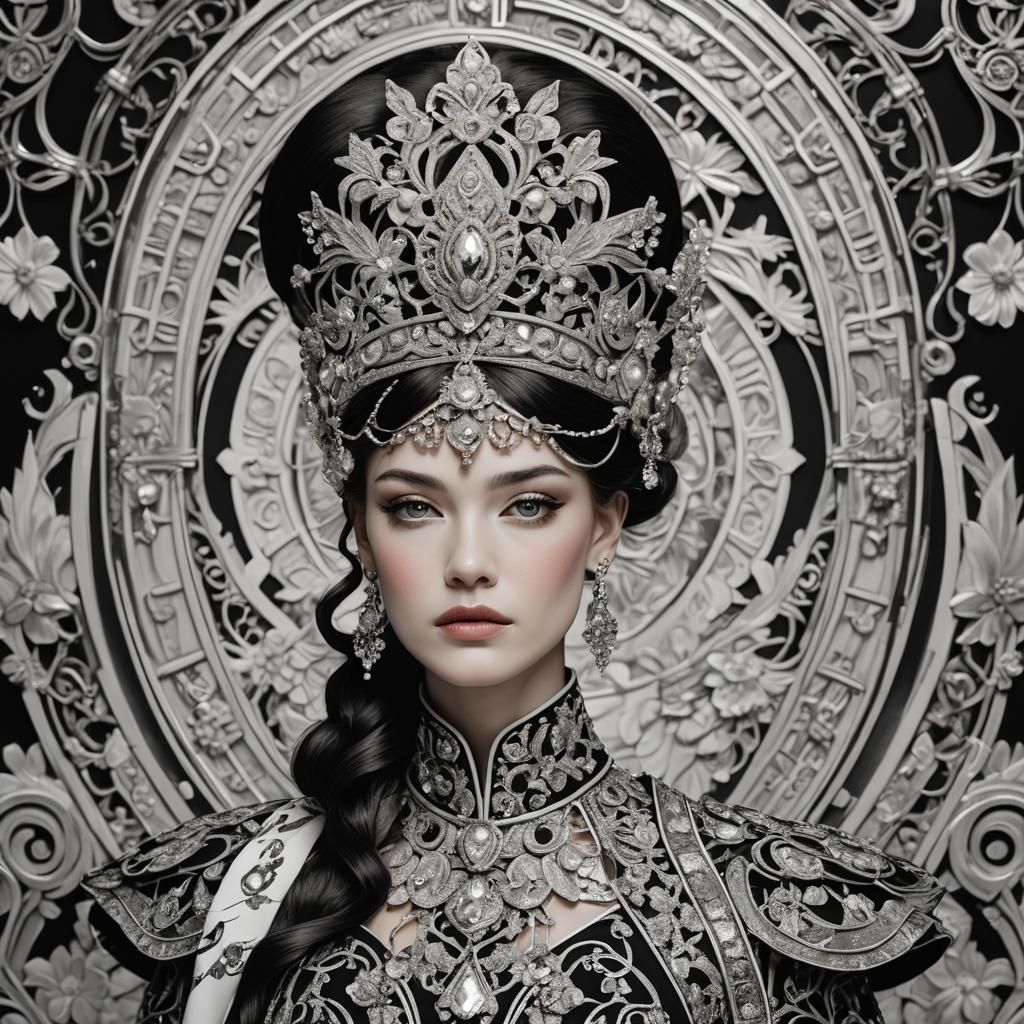 Art Nouveau Model in Gold Empress Attire