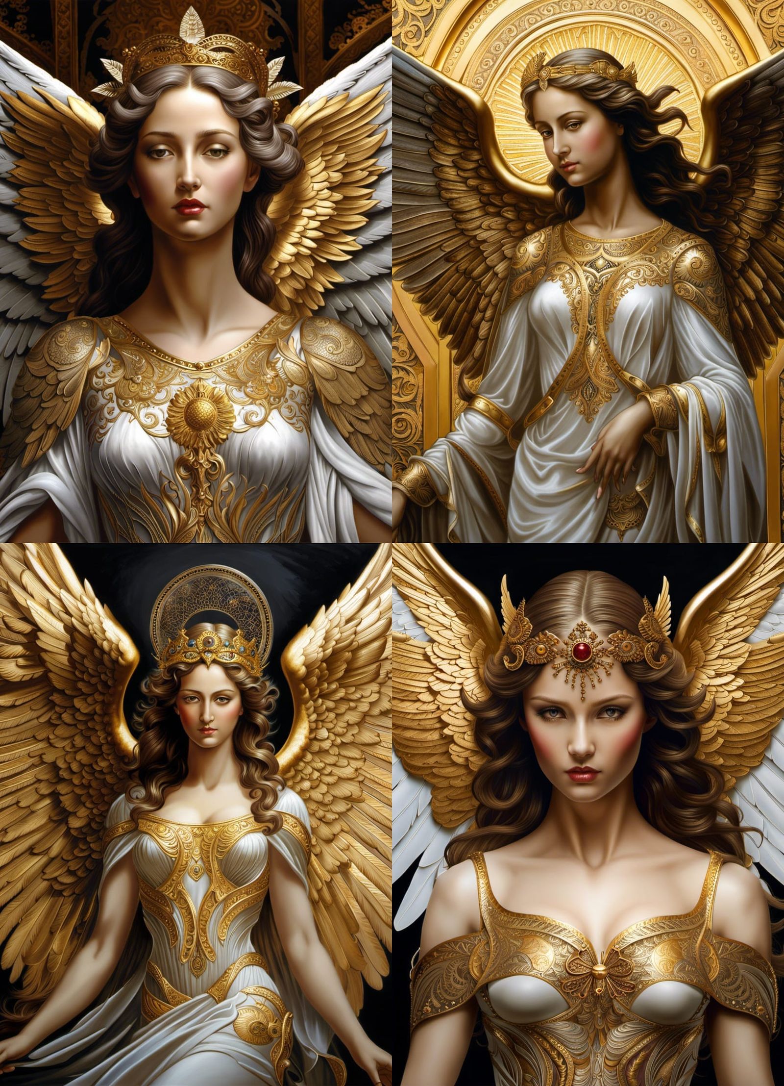 Detailed Angel with Intricate Wings in Symbolist Style