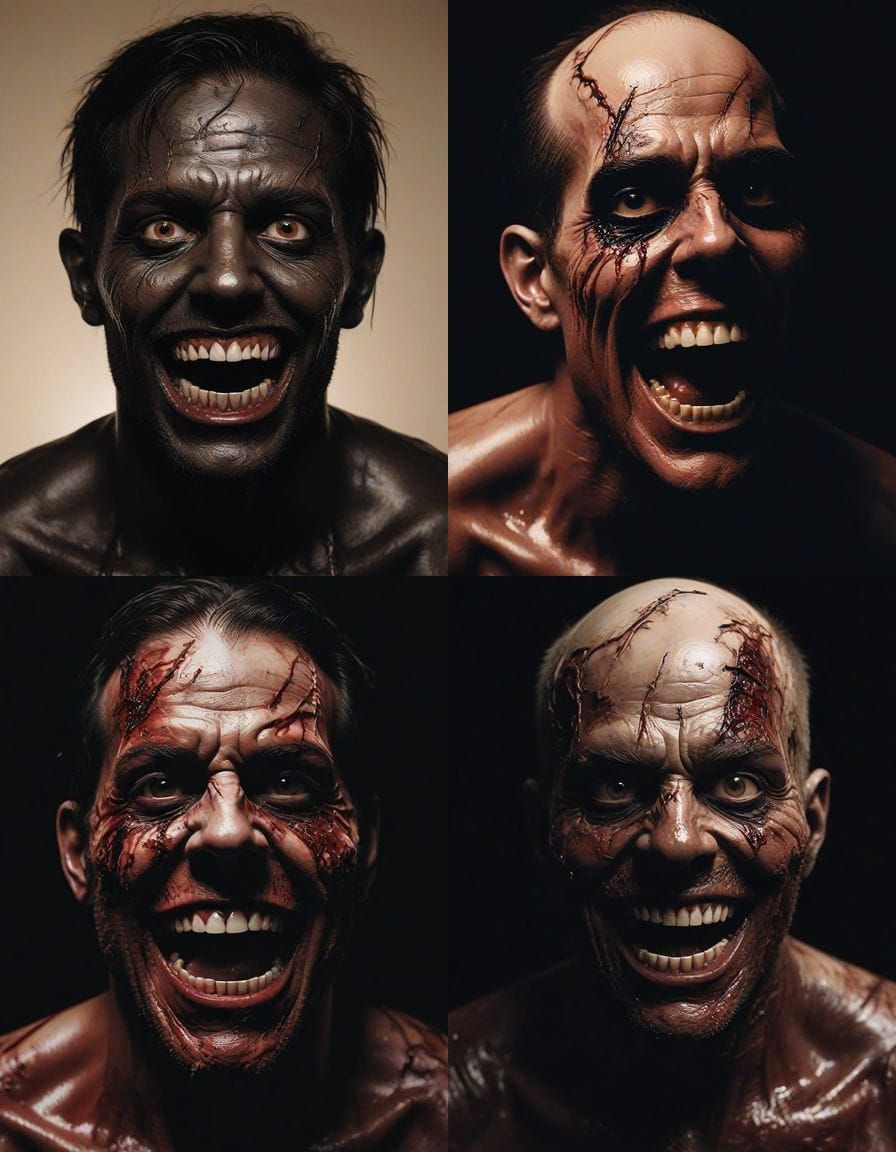 Dreamcore Horror Acrylic Illustration of Tormented Face