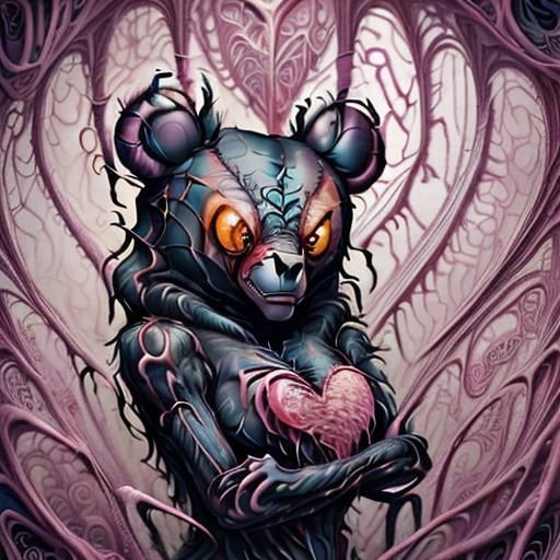 Spider Bear with Splintered Web Background