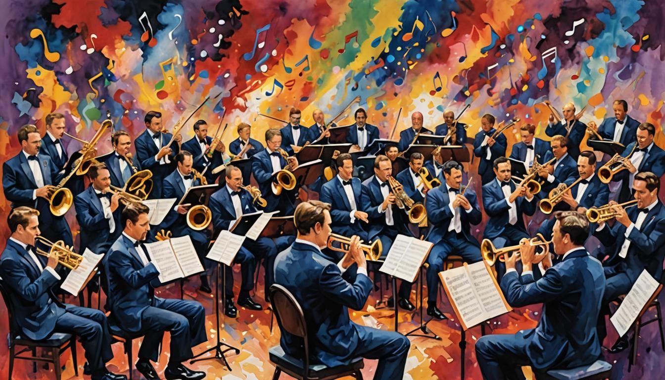 New Orleans Big Band in Expressive Watercolor