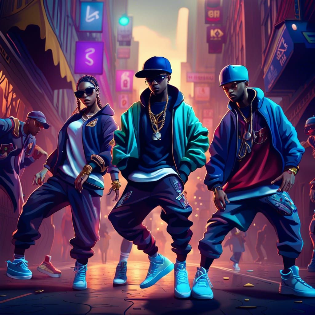 Hip-Hop Crew Street Dance in Detailed Matte Painting