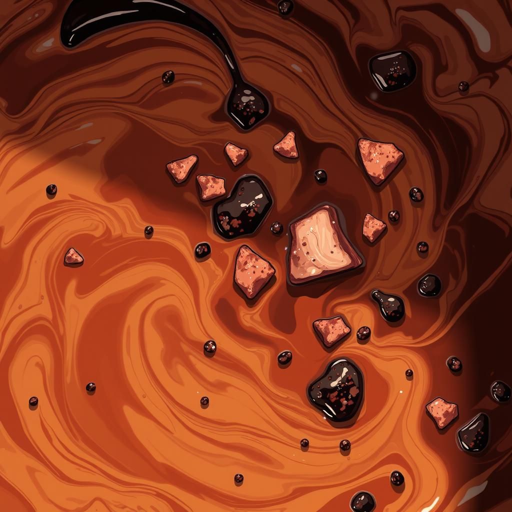 Medium brown with black swirls and chunks of meat floating i...