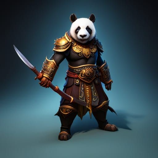 Detailed Warrior Panda Fantasy Concept Art
