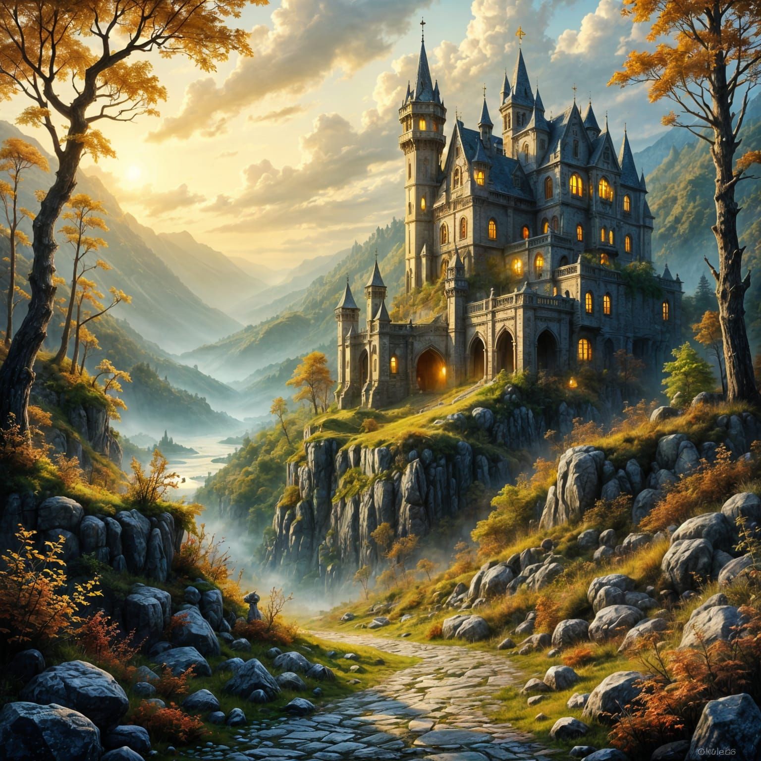 Bannerman Castle in Ethereal Fantasy Style
