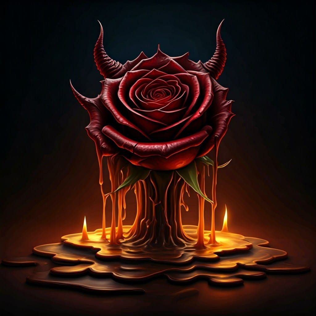 Encaustic Red Rose Melting in Hot Wax