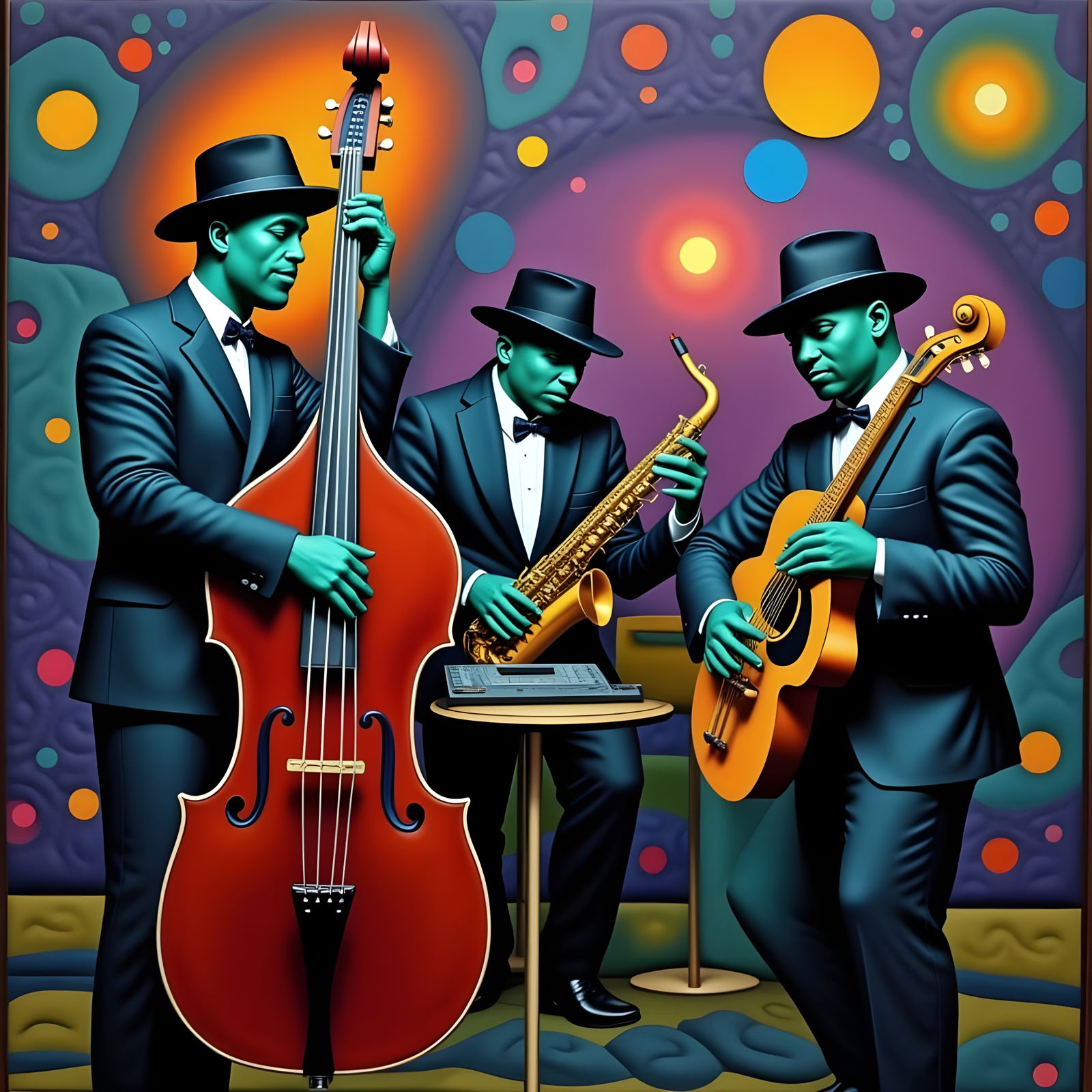 Quirky Quilt Style Abstract Music Scene