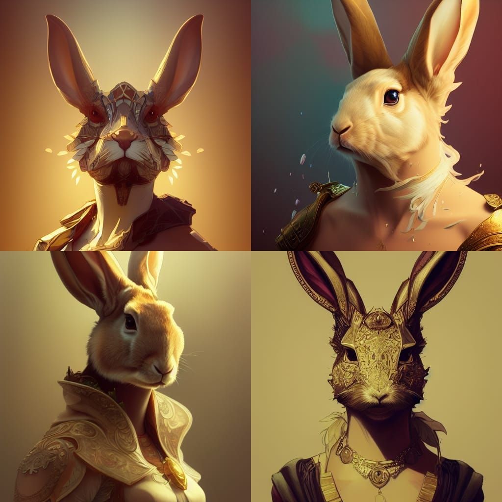 Noble Rabbit Portrait in Hyperdetailed Digital Art