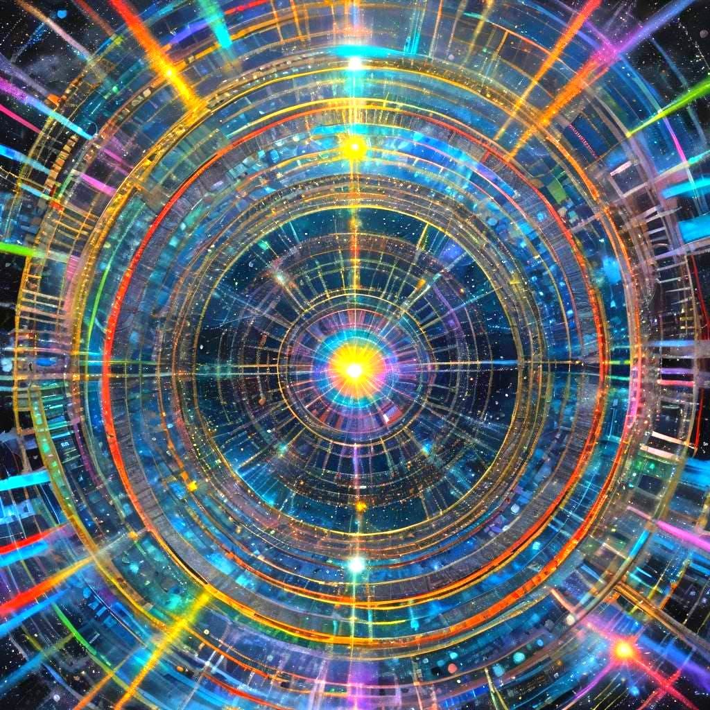 Rainbow Energy Circles in a Dark Sky