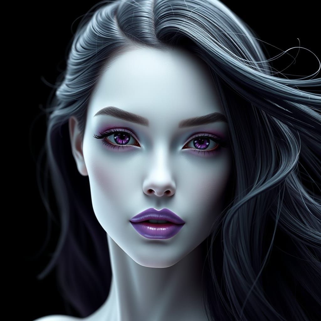 Glamorous Woman with Purple Accents in 3D Render