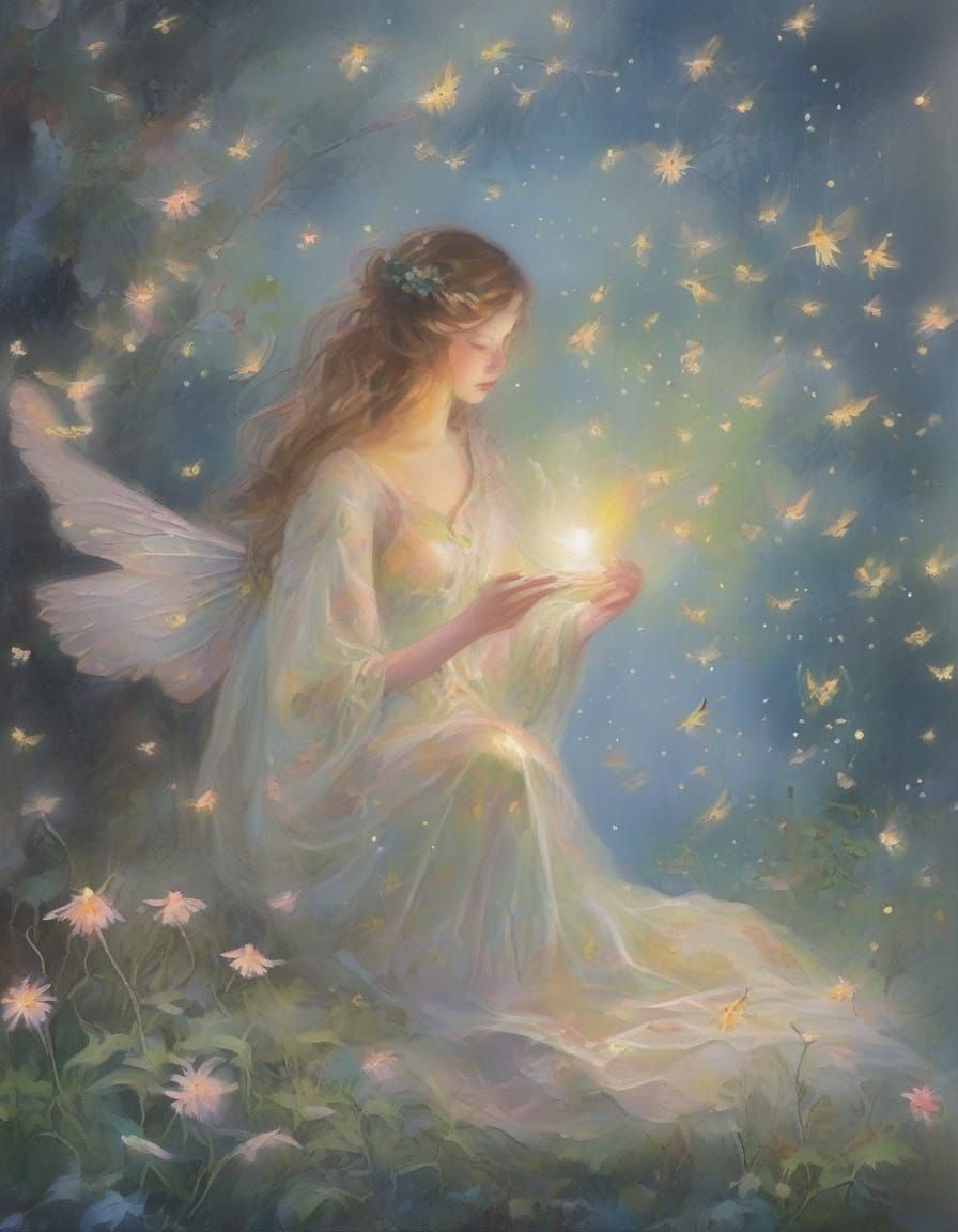 Ethereal Whimsy in Pastel Hues, Inspired by Arthur Rackham