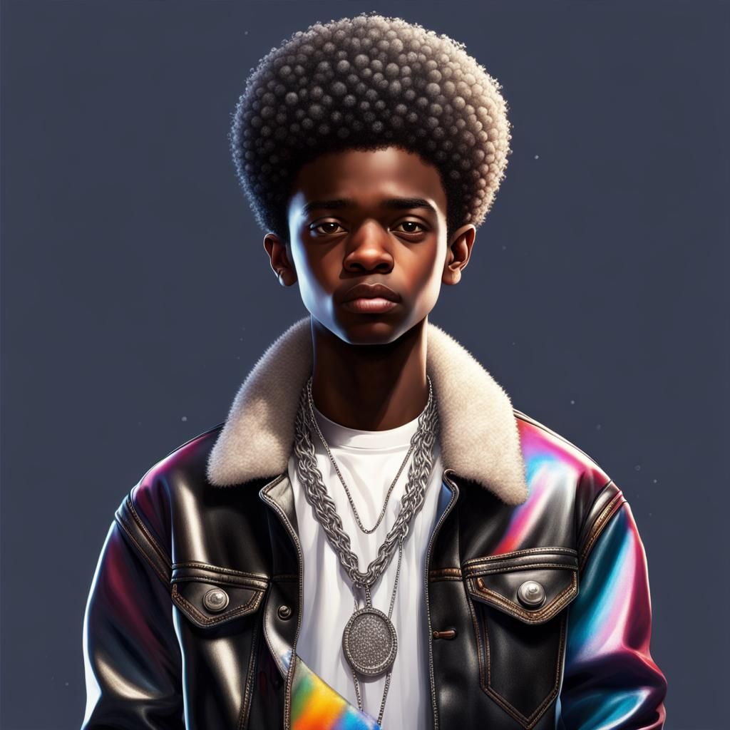 Hyperrealistic Portrait of a Boy with Afro