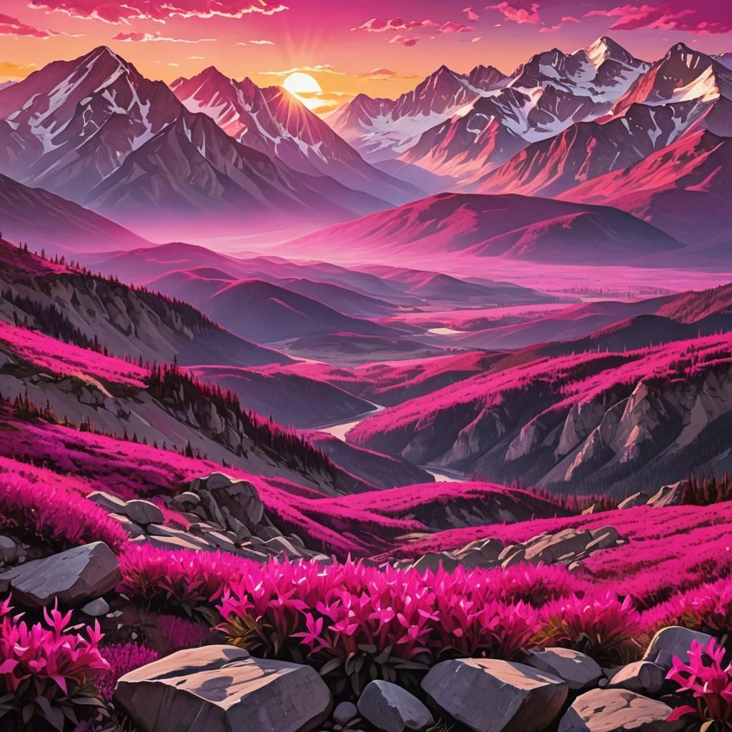 Fuchsia Rocky Mountains: Colorful Sunset View