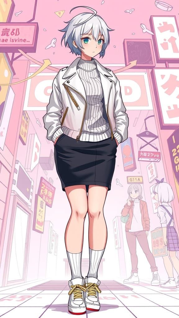 Anime-Inspired Young Woman in Chic Outfit