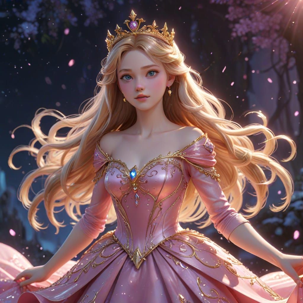 Princess Aurora Dancing in the Sky as 3D Anime Art