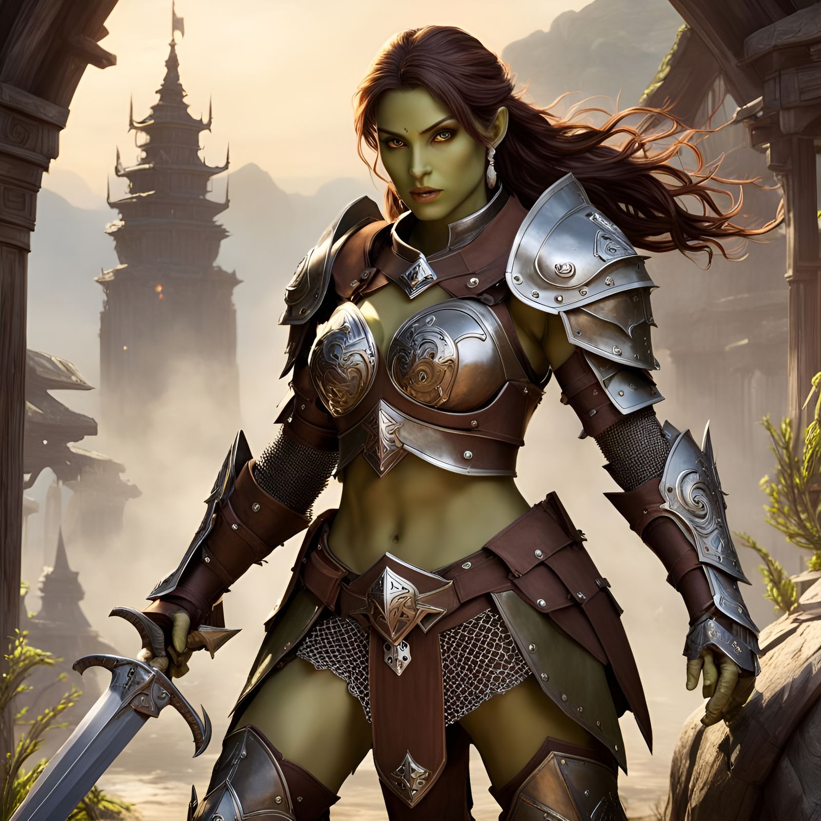 Female Orc Warrior Ready for Adventure