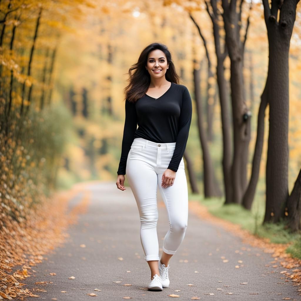 Hispanic Woman on a Fall Path
